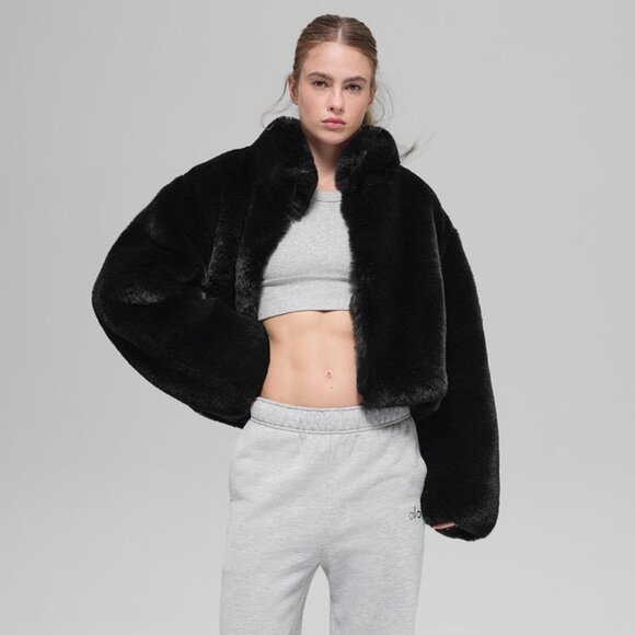 Alo Yoga Faux Fur Allure Jacket  Black - Picture 2 of 6